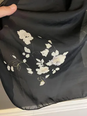Mariella Burani Parfums Scarf Womens Black Sheer Lightweight Floral Wrap Shawl thumbnail 2