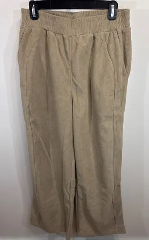 Halara Corduroy Wide Leg Pants Tan Elastic Waist‎ Casual Women's Medium NWT thumbnail 1