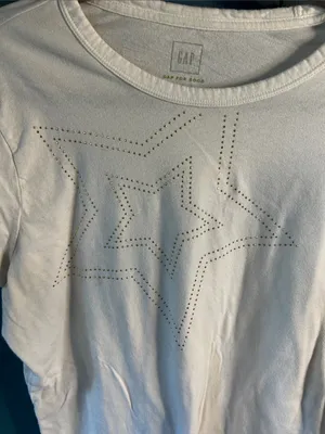 GAP For Good Cream Short Sleeve Tee with Perforated Star Design | Size Larege thumbnail 2