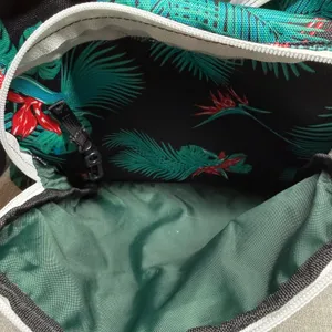 KAVU Backpack Full Size Tropical Bird of‎ Paradise Floral Print Black Teal Green thumbnail 4
