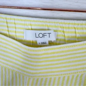 Loft Striped Linen Blend Wide Leg Crop Pants‎ Yellow White Small Lined Preppy thumbnail 11