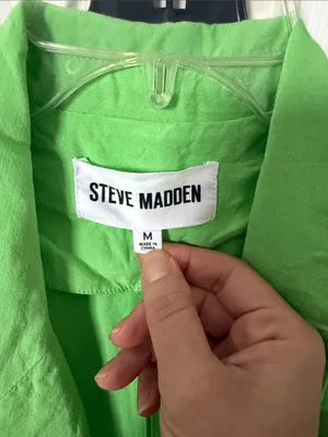 Steve Madden Neon Green Double-Breasted Blazer Jacket medium oversized fit thumbnail 2