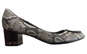 Tory Burch Claire Snake Embossed Python Block Heel Pumps Gray Black 8.5 thumbnail 1