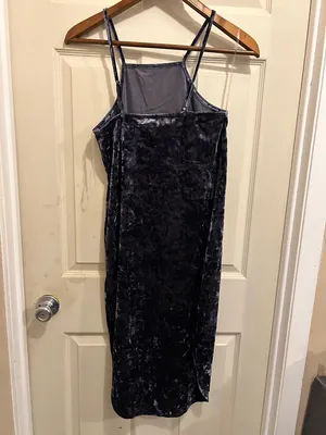 Fourteenth Place Sleeveless Velvet Mini Dress in smoky blue gray- size medium thumbnail 11