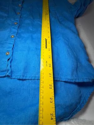 Rachel Zoe Electric Blue linen Button-Down Shirt thumbnail 5