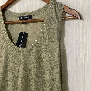 I.N.C. Embellished Scoop Neck Tank Top XS Sage Green NWT Studded Sleeveless thumbnail 5