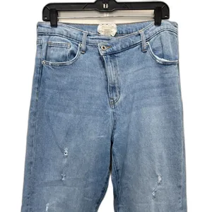 Altar'd State Straight Leg Jeans Light Wash Asymmetric Crossover Waist Size‎ 30 thumbnail 2