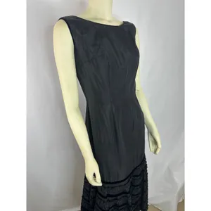 1950s Style Black Velvet Trim Tiered Cocktail Dress Red Tulle Unbranded Small thumbnail 7