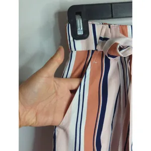 Zara Trafaluc Pink & White Striped Wide‎ Leg Cropped Pants Women's XS thumbnail 5