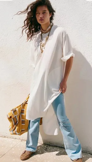 NWOT Free People free-est Chrissa Midi T-Shirt Dress in white/ivory, size Small. thumbnail 1