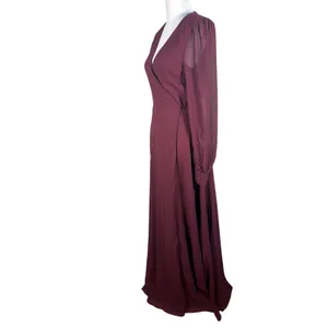 Lulus My Whole Heart Wrap Dress S‎ Burgundy Long Sleeve Gown thumbnail 4