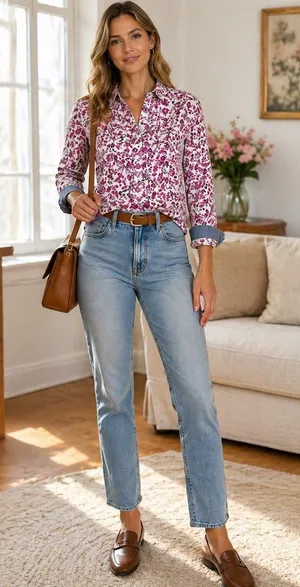 Tommy Hilfiger Women’s Pink Floral Cotton Buttoned Shirt Sz L Cottage Y2K Preppy thumbnail 1
