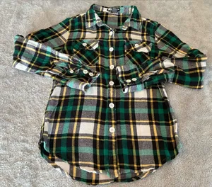 Women’s Planet Gold Brand Green Plaid Long-Sleeve Flannel Shirt Size Small thumbnail 1