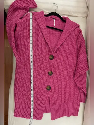 Free People Swim Too Deep Vibrant Fuchsia Ribbed Button Cardigan Size XS thumbnail 9