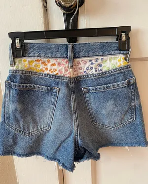 PacSun Denim Shorts with Floral Detail thumbnail 1