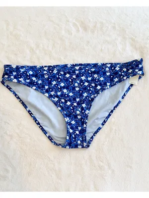 NWT Aerie Blue and White Floral Print Bikini Bottoms - Size: Large thumbnail 2