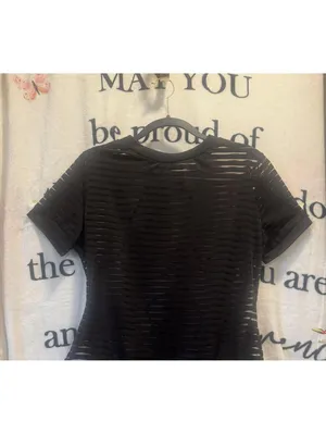 Women's Striped Bodysuit Blouse Size L Black Size L thumbnail 4