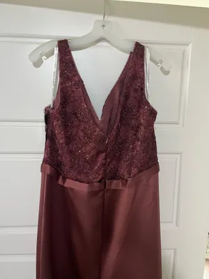 Oleg Cassini Burgundy prom dress formal thumbnail 4