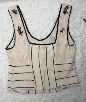 Free People Embroidered Corset Tank Top Small thumbnail 2