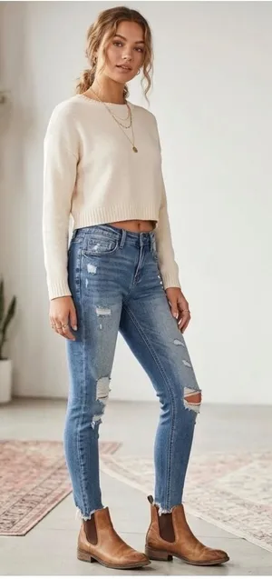 Altar'd State Womens Medium Wash Distressed Skinny Jeans, Size 26 thumbnail 1