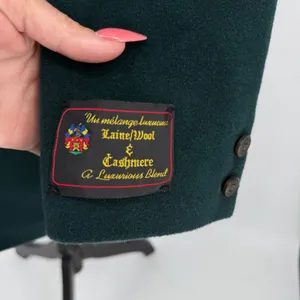 Vtg Wool Cashmere‎ Blend Blazer Dark Green Women 16 Pea Coat Single Breasted thumbnail 2
