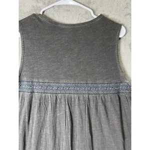 Lucky‎ Brand Womens Large Embroidered Mini Dress Gray Boho Festival Indie New thumbnail 4