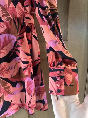NWT Dress Forum Floral Wrap Mini Dress Pink Long Sleeve Women’s Medium thumbnail 3