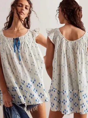 Free People Jules Cotton Embroidered Tunic White Size Small Bohemian Cottage thumbnail 2