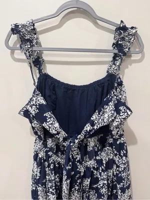Abercrombie and Fitch Sz L Floral Cottage Navy White Maxi Dress thumbnail 6