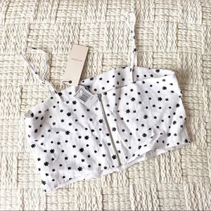 Bec + Bridge Petite‎ Fleur Linen Crop Top Ivory Black US 8 NWT thumbnail 7
