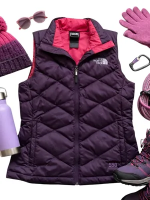 The North Face 550 Down Puffer Vest Women’s Small Plum Pink Hiking Outdoor EUC thumbnail 4