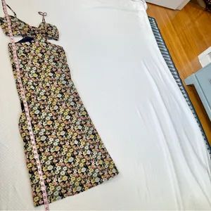 Lulus It's a Perfect Pick Navy Blue Floral Print Cutout Maxi Dress thumbnail 8