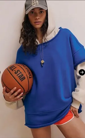 Free People Cruise Sweatshirt Tee in Stellar Blue NWOT $98 Retail thumbnail 1