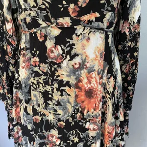 Free People Mini Dress Sz XS Heart Of Gold Dark Floral Boho Bell Sleeve Fairy thumbnail 7