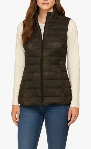 Old Navy Size Medium Frost Free Green Camouflage Quilted Puffer Vest NWT thumbnail 1