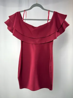 By The Way. Revolve Off the Shoulder Ruffle Mini Dress in Burgundy Size XXS‎ thumbnail 5