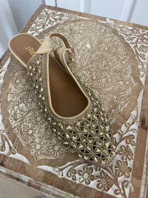 J Renne Gold Embellished Slip -On Mules thumbnail 5