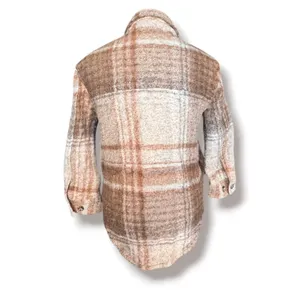 Aritzia Wilfred Free The Ganna Shirt Jacket Plaid Brown Tan Oversized Shacket thumbnail 6