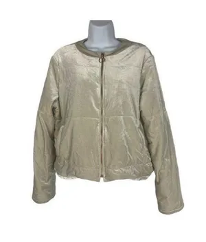 Lauren Conrad Womens Gold Shimmer Velvet Jacket Size L Full Zip Lightweight thumbnail 1