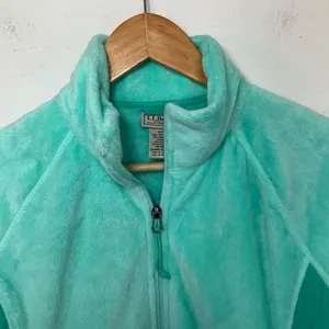 L.L.‎ Bean Light Green Full Zip Up Fleece Jacket Women's Small thumbnail 3