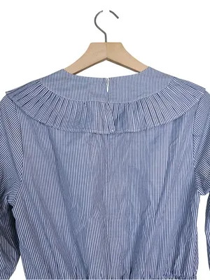 English Factory Women's M Striped Long Sleeve Smocked Waist Lined Mini Dress thumbnail 4