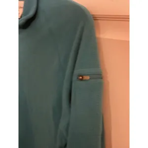 LL Bean Womens Teal Blue Quarter Zip Fleece Pullover Jacket Medium Pocket thumbnail 2