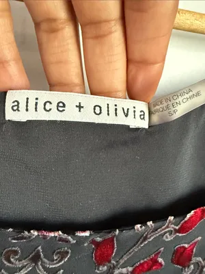 Alice + Olivia Alecia Off-Shoulder Top in baroque burnout paisley velvet Small thumbnail 6
