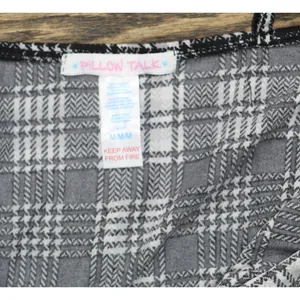 NEW Pillow Talk Womens 2-Piece Lace Trim Plaid Pajama Set Black Multi M thumbnail 6