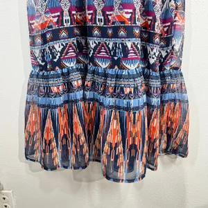 Old Navy Boho‎ Tiered Midi Dress Geometric Print Puff Sleeve Smocked Waist Lined thumbnail 9