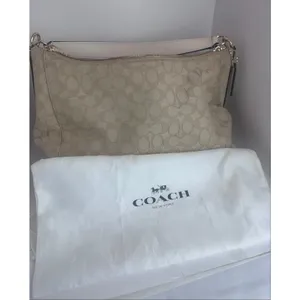 Coach Celeste Signature Jacquard Hobo Bag Light Khaki White Like New thumbnail 8