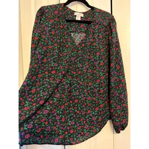 Cupcakes and‎ Cashmere Floral Blouse Womens XL Long Sleeve Keyhole Career thumbnail 5