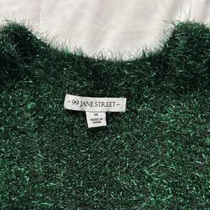 99‎ Jane Street Christmas Cardigan Womens Medium Green Open Front Holiday Vest thumbnail 3