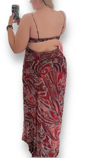 BCBG Maxazria Long Colorful Dress With Open Back thumbnail 3