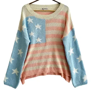 Lisa Robertson Women’s Sweater American Flag Pastel Color Size L thumbnail 1
